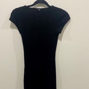 Black short sleeve midi dress